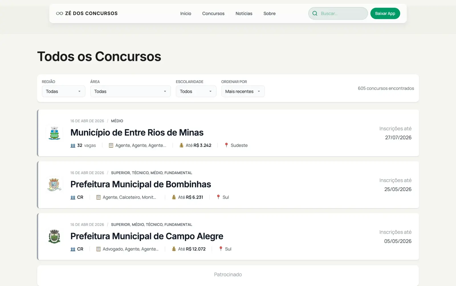 Zé dos Concursos — tela 2 de 8