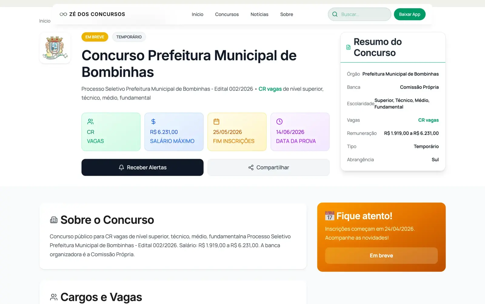 Zé dos Concursos — tela 3 de 8