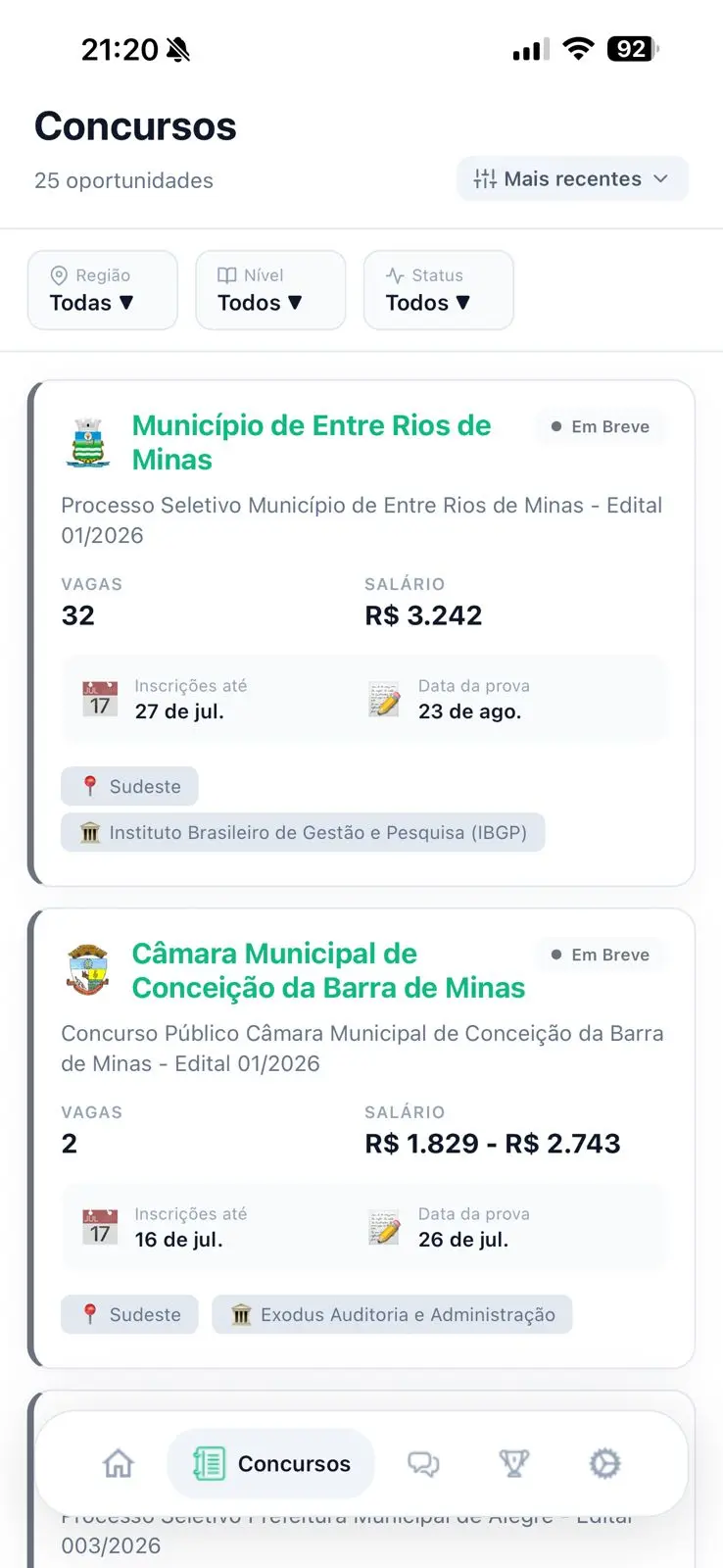 Zé dos Concursos — tela 6 de 8